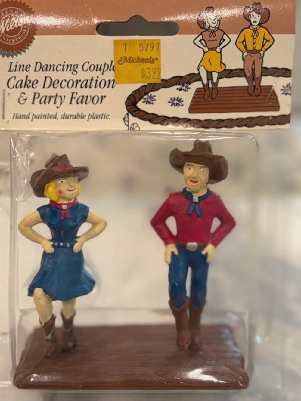 Vtg 95 Wilton Country Western Line Dancing Couple cake topper Stock No. 2113-360